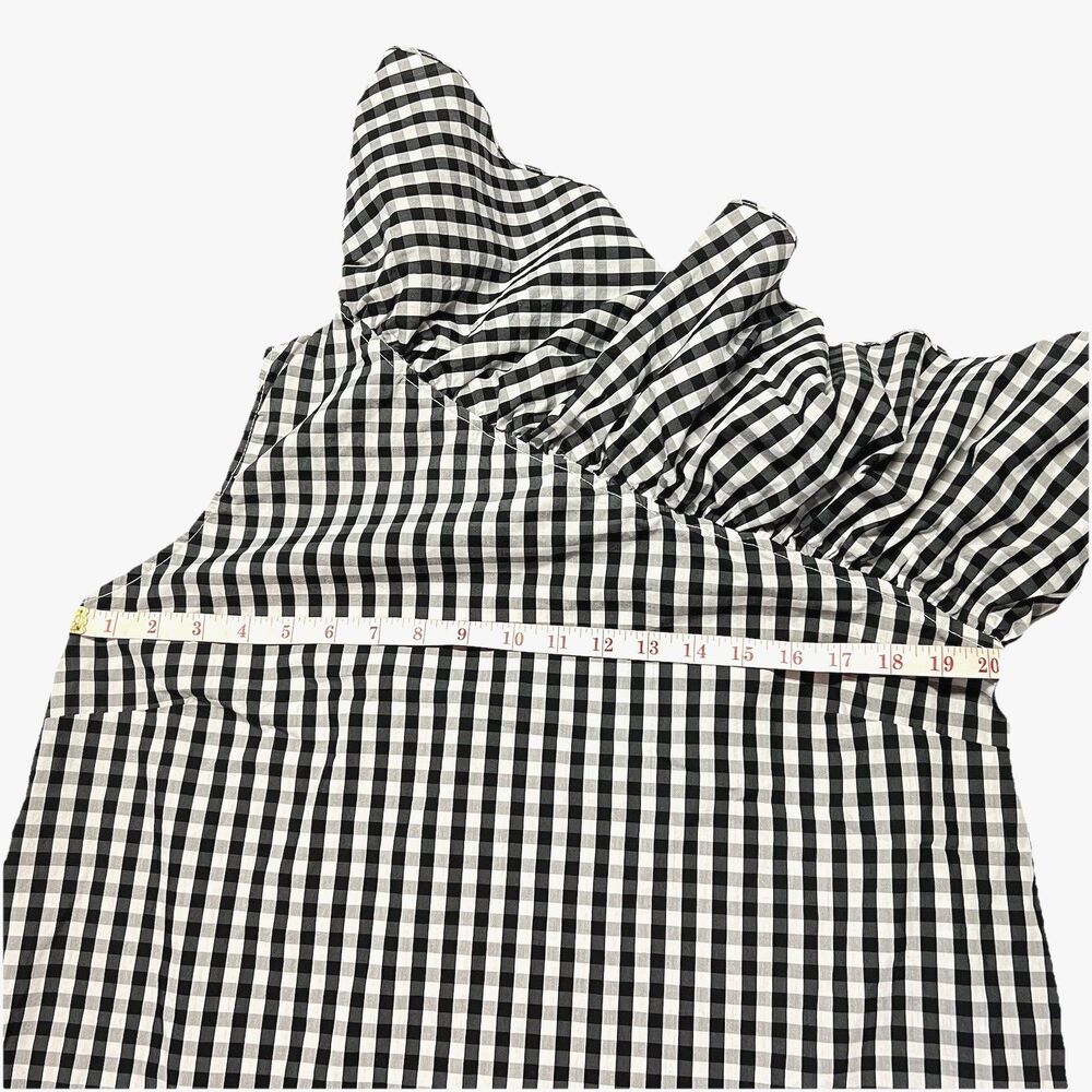 Halogen Women's One Shoulder Ruffle Accent Gingham Top Size Large Black & White - Picture 9 of 11
